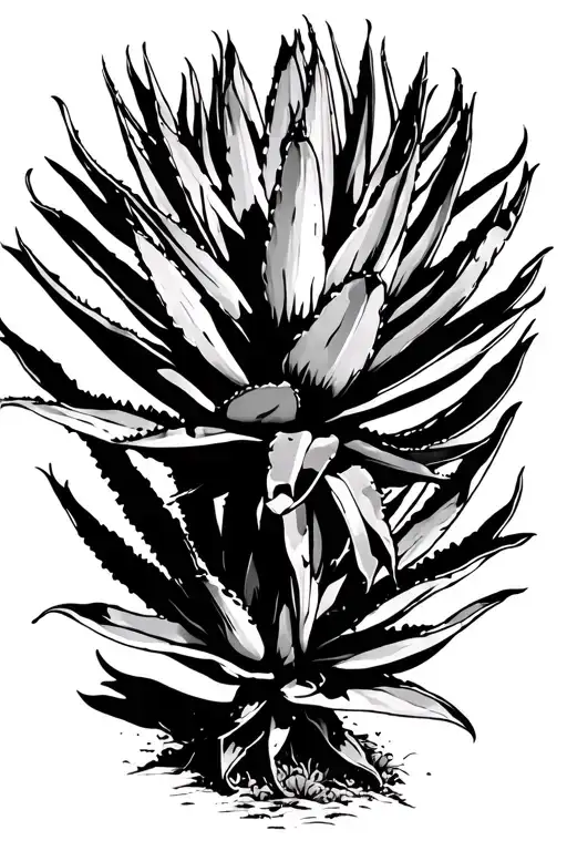 "Maverick" Agave plant in a black tattoo design idea