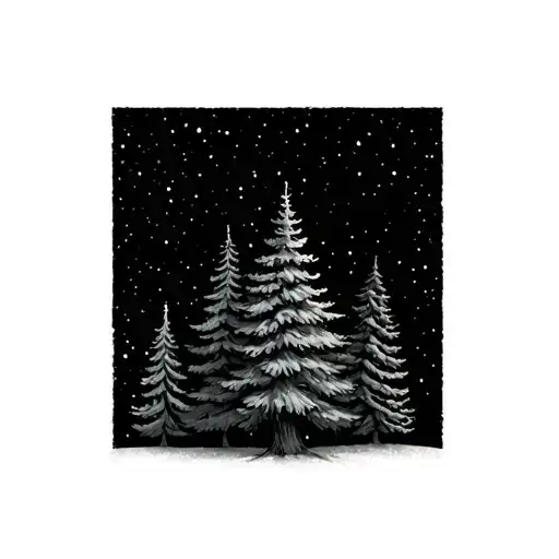  3 Evergreen trees with a mon  tattoo design idea