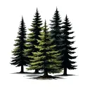  3 Evergreen trees with a mon  tattoo design idea