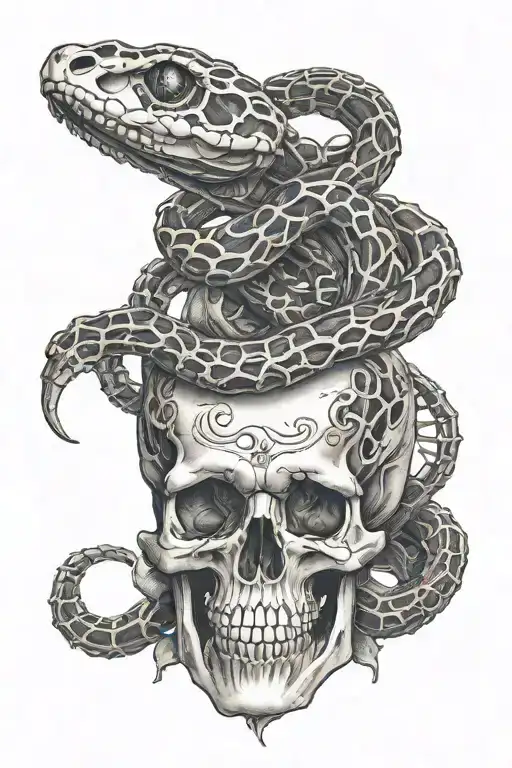 Snake skeleton tattoo design idea