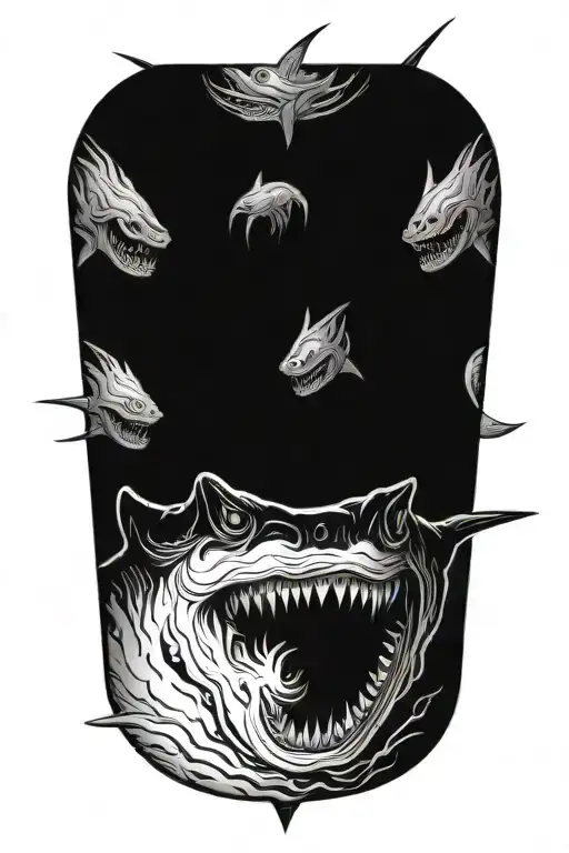 demon shark tattoo design idea