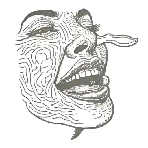 girl licking her lips tattoo design idea