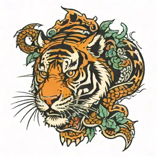 tiger ripping the body skin tattoo design idea