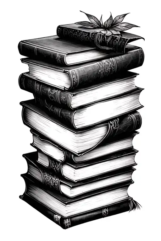 bookish tatto incorprating olobjects from favorite books tattoo design idea