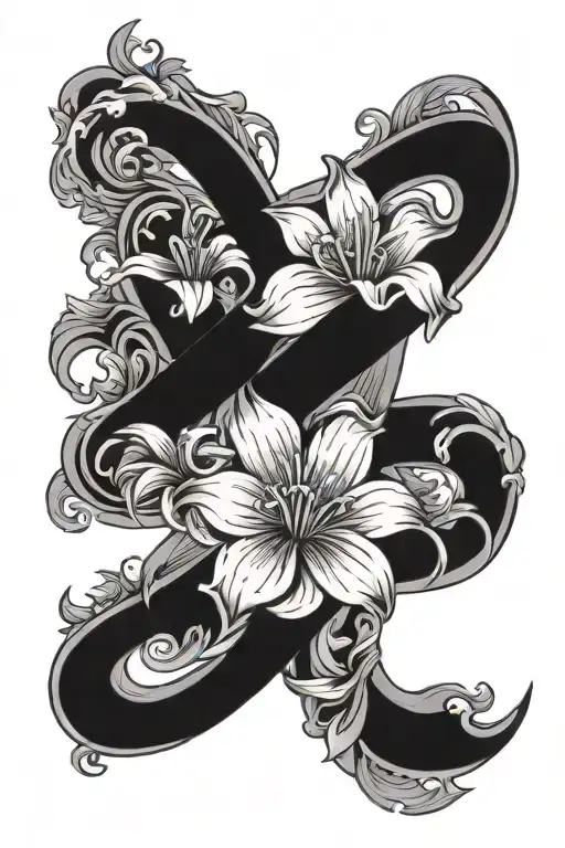 sexual assault symbol and flowers wrapped tattoo design idea