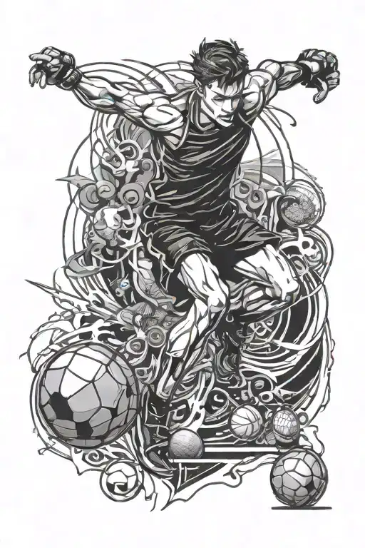 An athletic figure with a hint of villain energy, showcasing your passion for sports and self-centeredness tattoo design idea