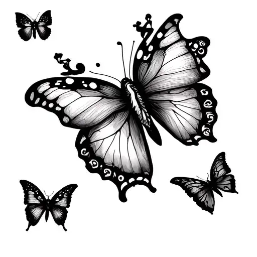 mini black butterflies tattoo design idea