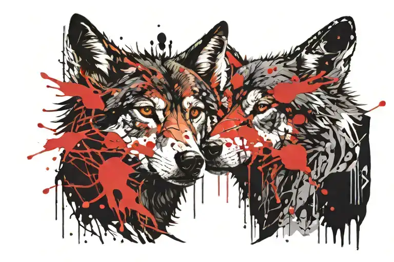 a pack of 5 wolf   tattoo design idea