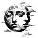 FACE MOON WITH CLOUDS tattoo design idea