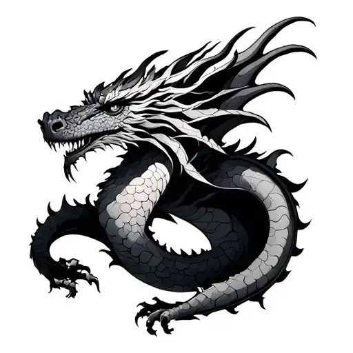 Fine Line Dragon tattoo design idea