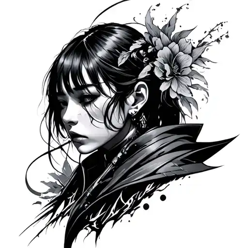 Cyberpunk Japanese tattoo design idea