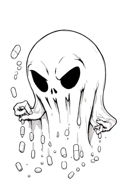 Casper the ghost mean pills spilled tattoo design idea