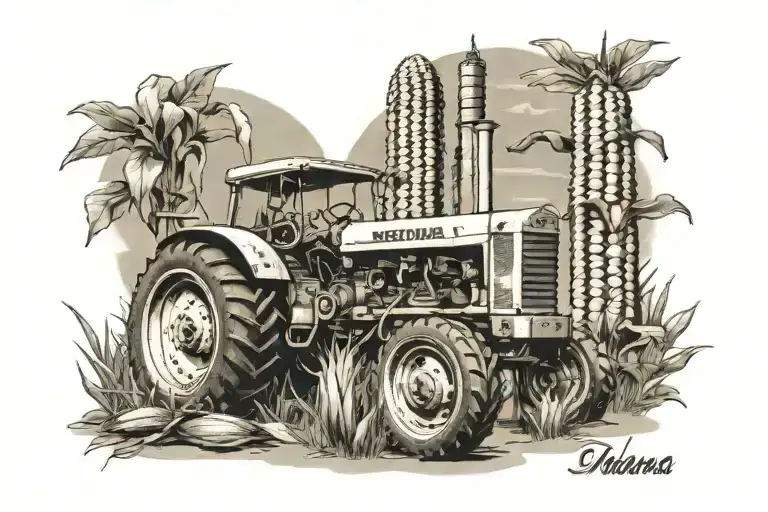 Indiana, corn, tractor, caves tattoo design idea