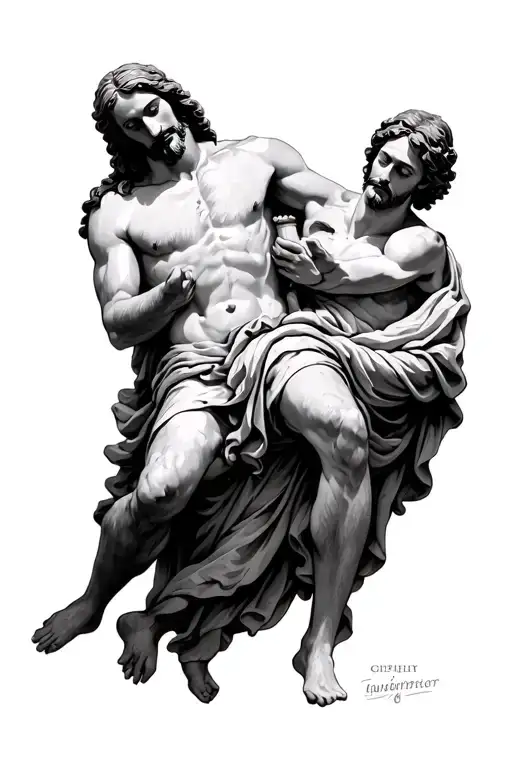 Jesus saving Peter from storm tattoo design idea