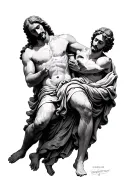 Jesus saving Peter from storm tattoo design idea