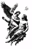 Jesus saving Peter from storm tattoo design idea