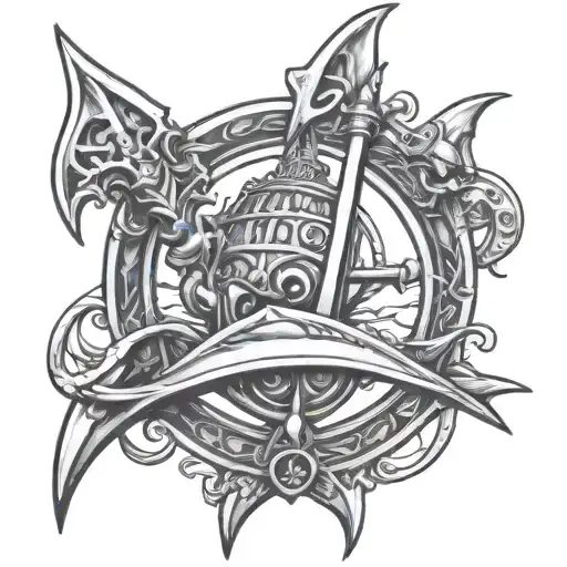 Atlantis scuba poseidon trident tattoo design idea