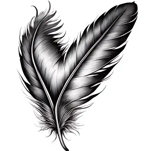 feather rainbow heart tattoo design idea