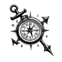 clock anchor compass tattoo design idea