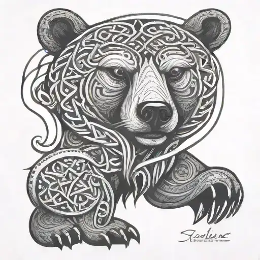 nordic knotwork bear head tattoo design idea