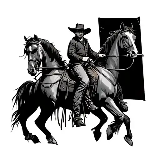 american trad cowboy on a horse with a cigarette tattoo design idea