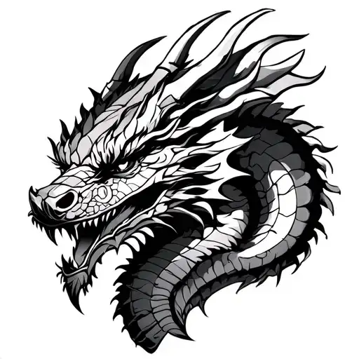 dragons and samuria helment tattoo design idea