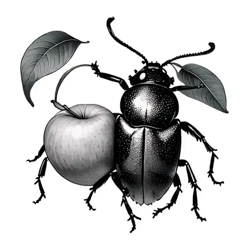 banana peach and june bug sitting together tattoo design idea
