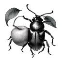 banana peach and june bug sitting together tattoo design idea