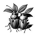banana peach and june bug sitting together tattoo design idea
