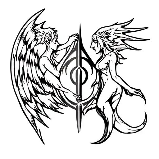 sigil of lucifer and lilith tattoo design idea