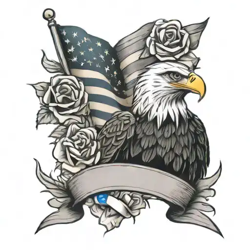 eagle roses american flag blue line tattoo tattoo design idea