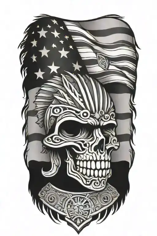 America, flag, family, protection, aztec tattoo design idea