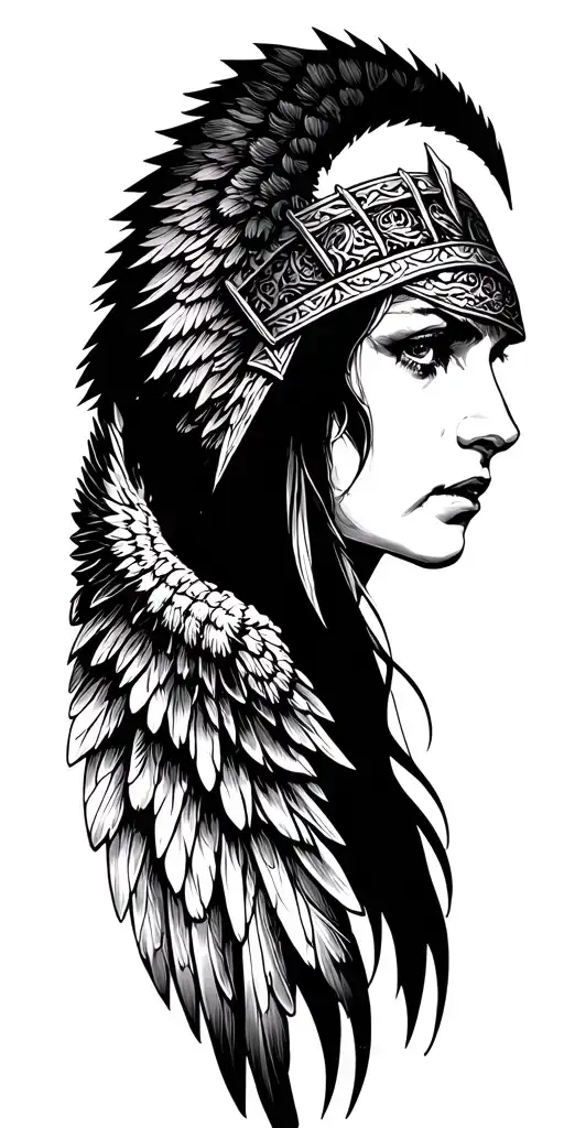 Valkyrie Viking Wings tattoo design idea