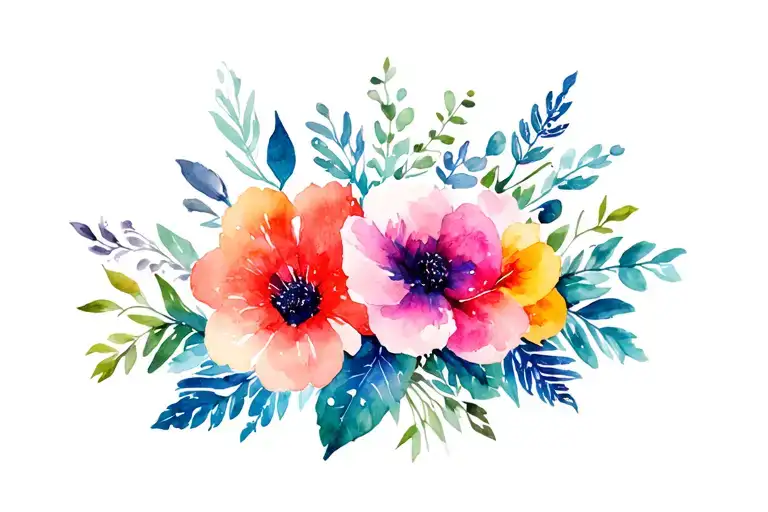 Colorfull , Flower Bouquet" Tattoo Design tattoo design idea