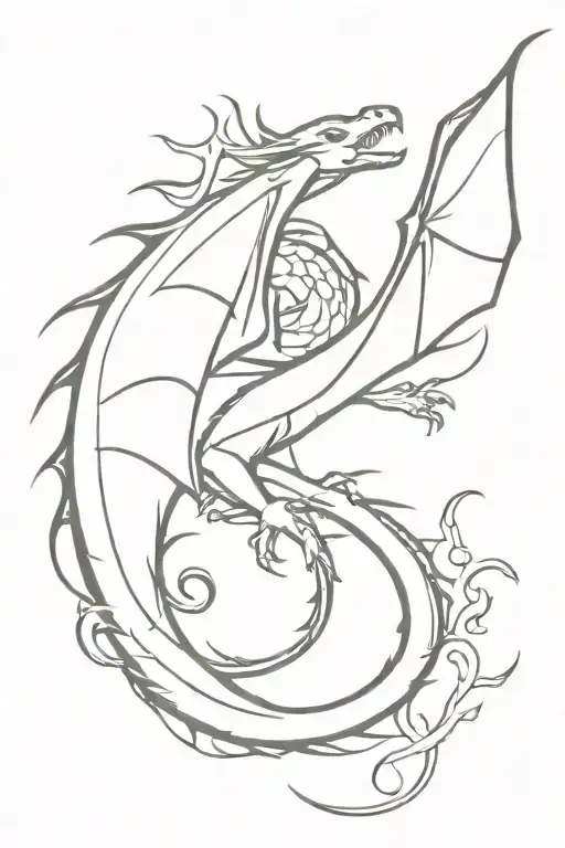 dragon and smoke tattoo design idea