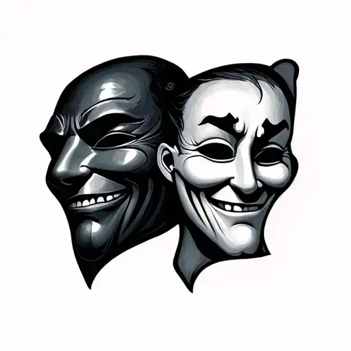 two masks one happy one sad simple draw me a tattoo tattoo design idea