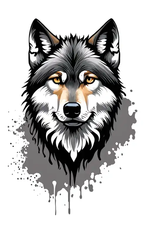 punjab map and wolf face made tattoo design idea