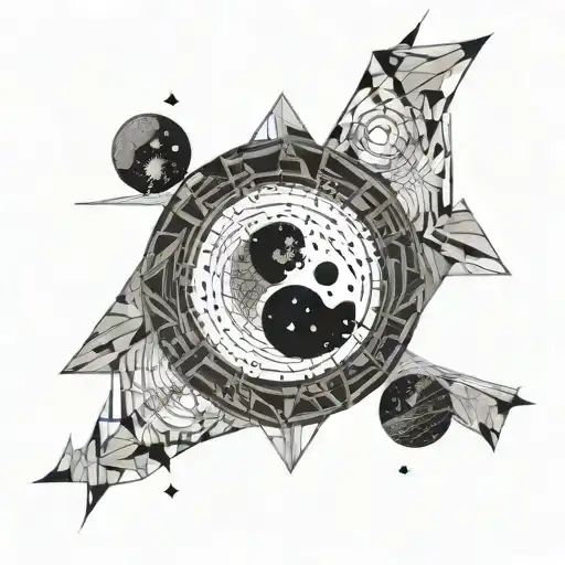 glich microrealismo yin yang Galaxy Space black hole tattoo design idea