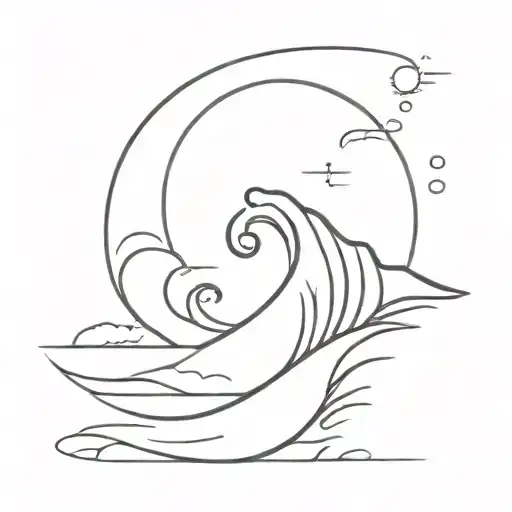 wave, sun, friendship, tattoo design idea