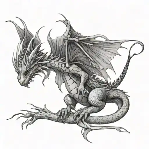 dragon and fairy sitting tattoo design idea