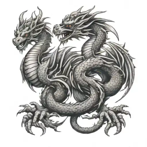 Twin Dragon tattoo design idea