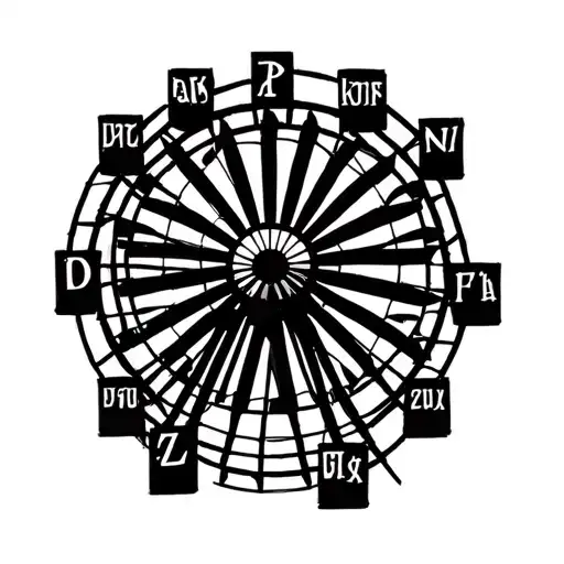 Can you create a  Ferris wheel in a very minimalist way with each of our initials? Those would be for a tattoo and our n tattoo design idea