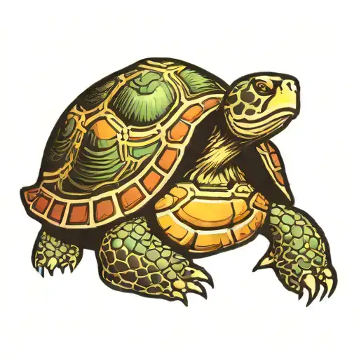 turtle chasing bag of money   tattoo design idea
