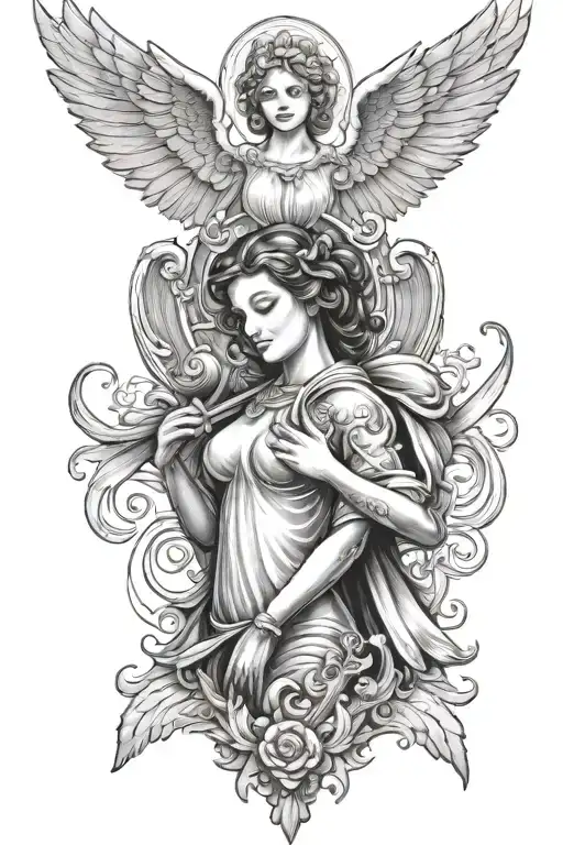 neck tattoo guardian angel tattoo design idea