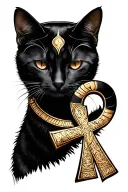 ankh symbol and black cat tattoo design idea