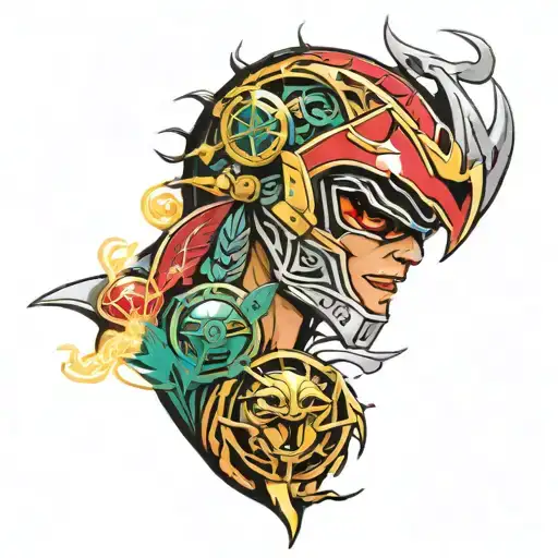 a beautiful combination of elements from the reality tv shoe 'survivor' and the mighty morphin power rangers   tattoo design idea