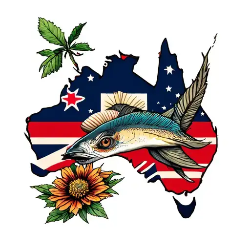 new Zealand Australia America combined tattoo design idea