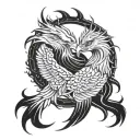 phoenix and 3-headed dog tattoo design idea