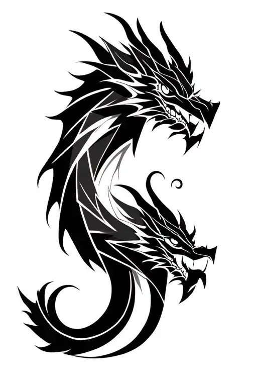 double headed dragon wrapped tattoo design idea