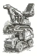 bulldozer and combine harvester tattoo design idea